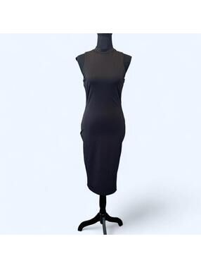 Derek Heart Black Bodycon Midi Dress Mock Neck Sleeveless Size Medium 🖤